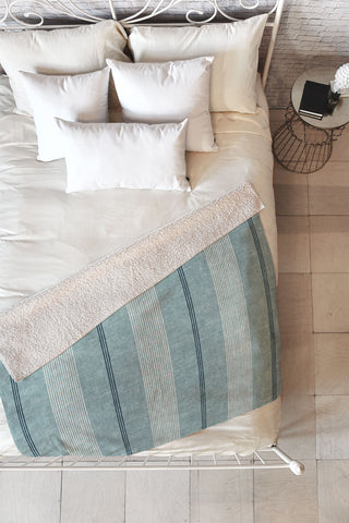 Little Arrow Design Co ivy stripes dusty blue Fleece Throw Blanket