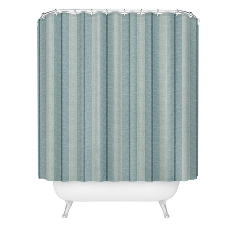 Little Arrow Design Co ivy stripes dusty blue Shower Curtain