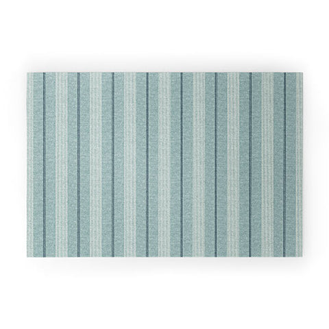 Little Arrow Design Co ivy stripes dusty blue Welcome Mat