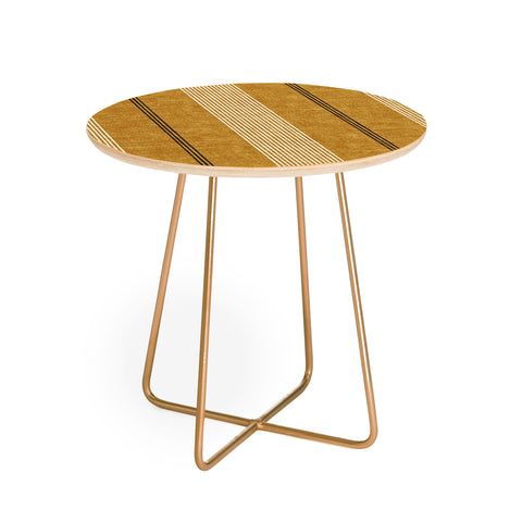 Little Arrow Design Co ivy stripes mustard Round Side Table