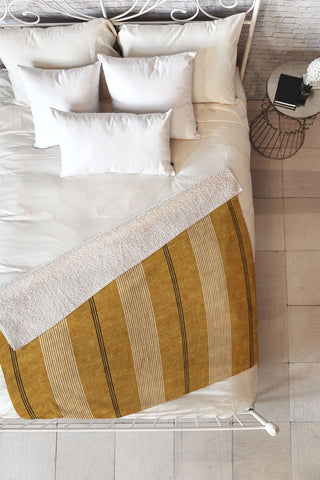 Little Arrow Design Co ivy stripes mustard Fleece Throw Blanket