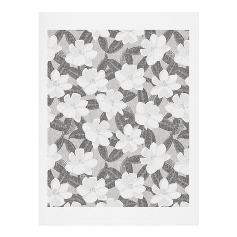Little Arrow Design Co magnolia flower gray Art Print