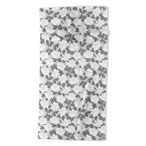 Little Arrow Design Co magnolia flower gray Beach Towel