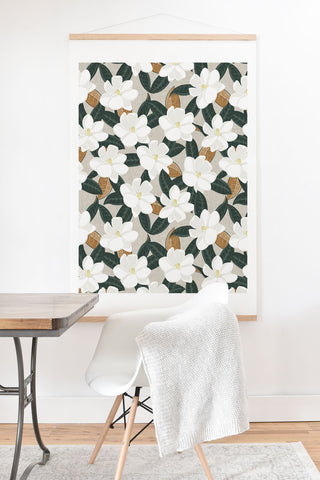 Little Arrow Design Co magnolia flower greige Art Print And Hanger