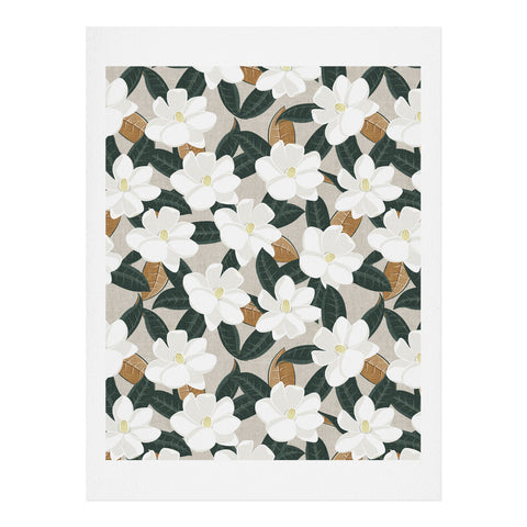 Little Arrow Design Co magnolia flower greige Art Print