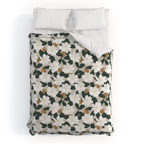 Little Arrow Design Co magnolia flower greige Duvet Cover