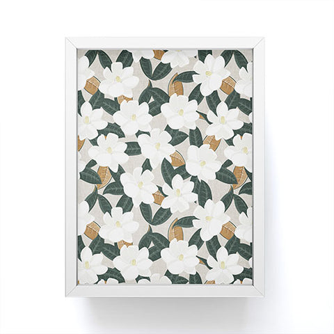 Little Arrow Design Co magnolia flower greige Framed Mini Art Print