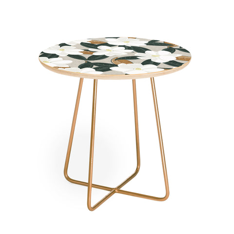 Little Arrow Design Co magnolia flower greige Round Side Table