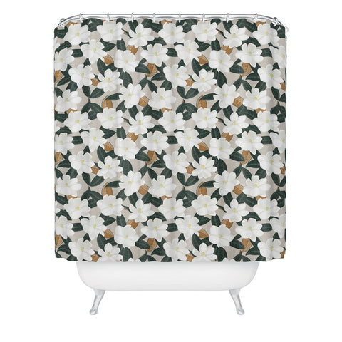Little Arrow Design Co magnolia flower greige Shower Curtain