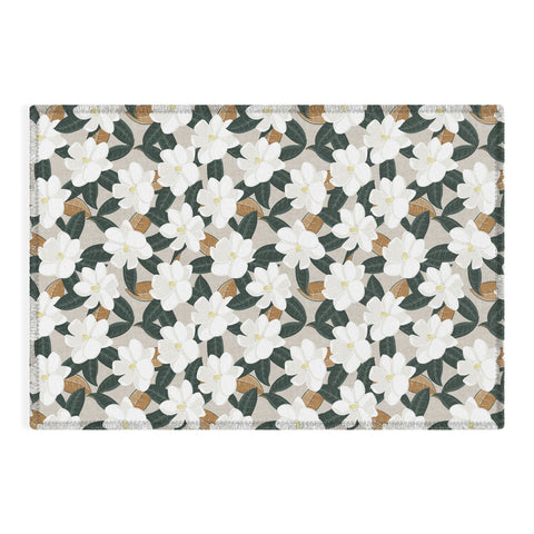 Little Arrow Design Co magnolia flower greige Outdoor Rug