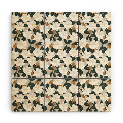 Little Arrow Design Co magnolia flower greige Wood Wall Mural