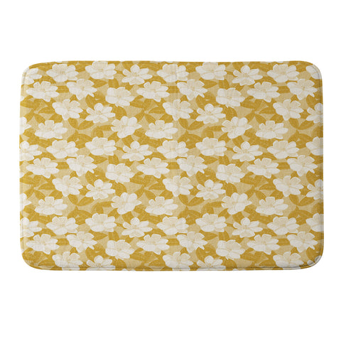 Little Arrow Design Co magnolia flower mustard Memory Foam Bath Mat