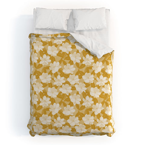 Little Arrow Design Co magnolia flower mustard Duvet Cover
