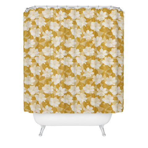 Little Arrow Design Co magnolia flower mustard Shower Curtain