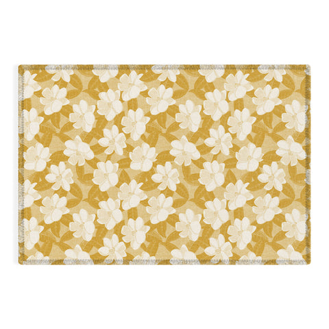 Little Arrow Design Co magnolia flower mustard Outdoor Rug