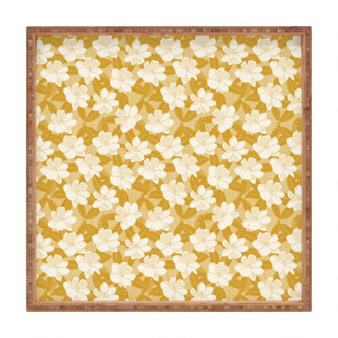 Little Arrow Design Co magnolia flower mustard Square Tray