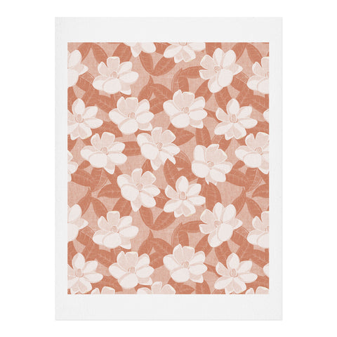 Little Arrow Design Co magnolia flower terracotta Art Print