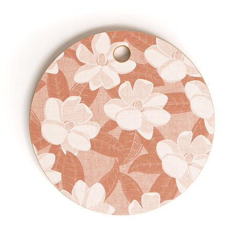 Little Arrow Design Co magnolia flower terracotta Cutting Board Round