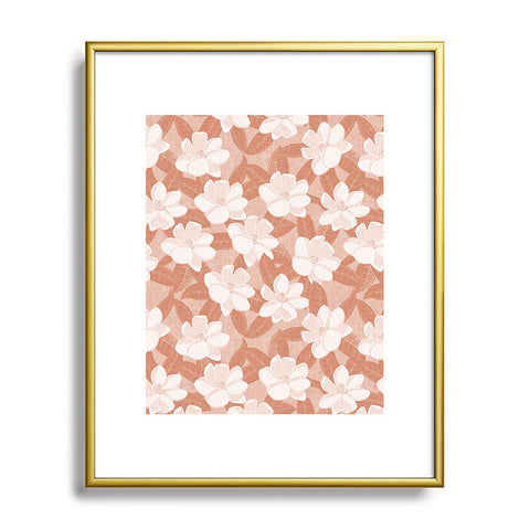 Little Arrow Design Co magnolia flower terracotta Metal Framed Art Print