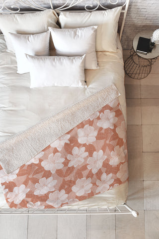 Little Arrow Design Co magnolia flower terracotta Fleece Throw Blanket