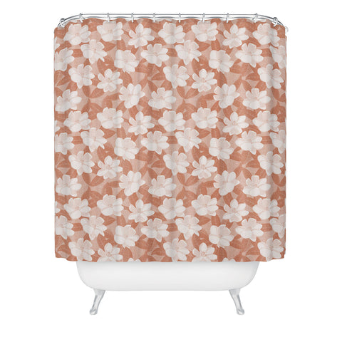 Little Arrow Design Co magnolia flower terracotta Shower Curtain