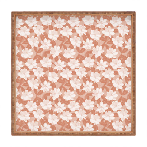 Little Arrow Design Co magnolia flower terracotta Square Tray