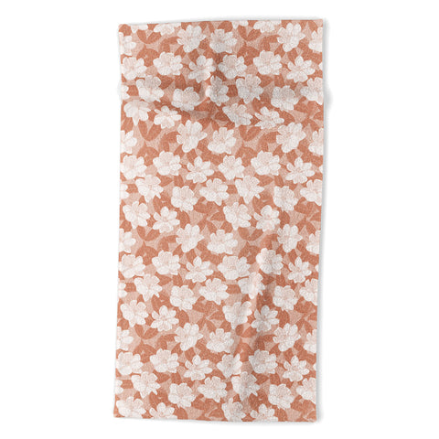 Little Arrow Design Co magnolia flower terracotta Beach Towel