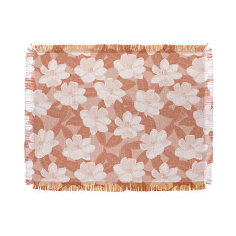 Little Arrow Design Co magnolia flower terracotta Throw Blanket