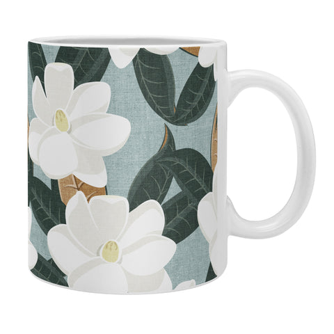 Little Arrow Design Co magnolia flowers dusty blue Coffee Mug