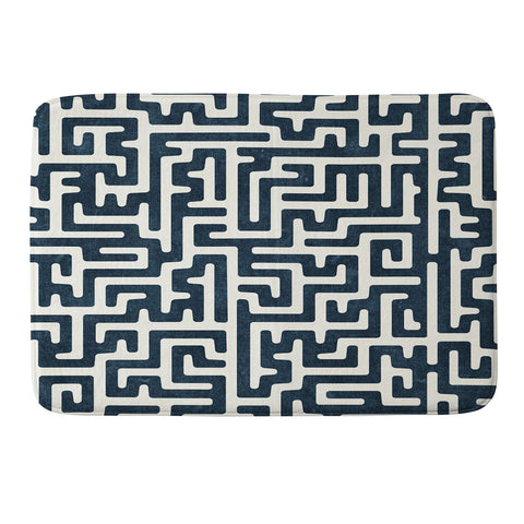 Little Arrow Design Co maze in dark blue Memory Foam Bath Mat