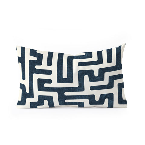 Little Arrow Design Co maze in dark blue Oblong Throw Pillow