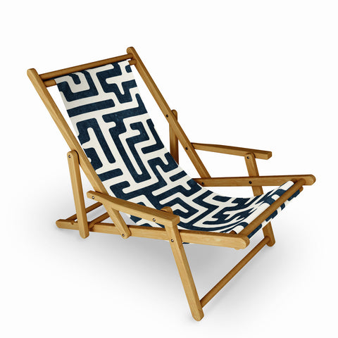 Little Arrow Design Co maze in dark blue Sling Chair