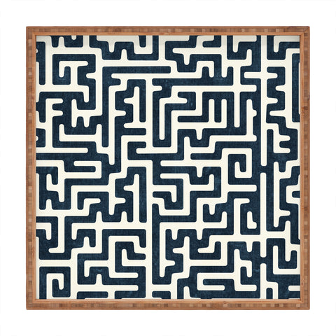 Little Arrow Design Co maze in dark blue Square Tray