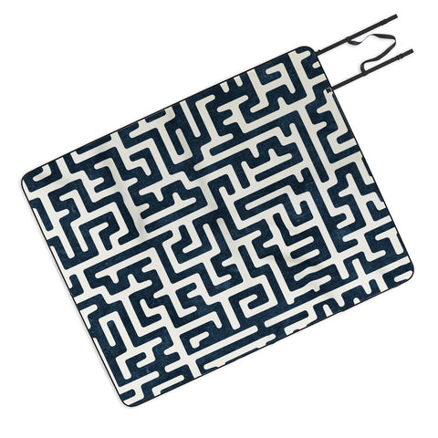 Little Arrow Design Co maze in dark blue Picnic Blanket