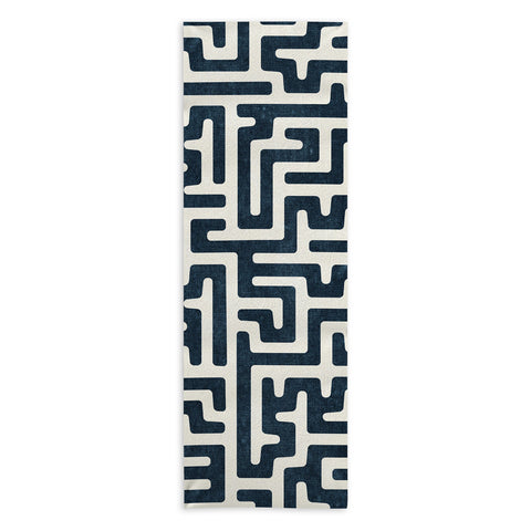 Little Arrow Design Co maze in dark blue Yoga Towel