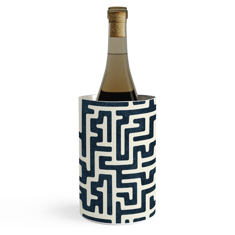 Little Arrow Design Co maze in dark blue Wine Chiller