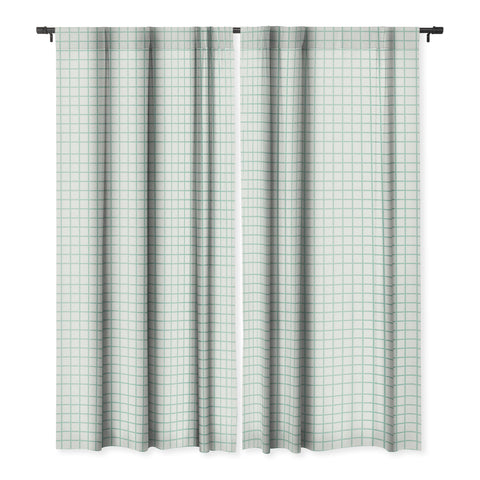 Little Arrow Design Co mint grid Blackout Window Curtain