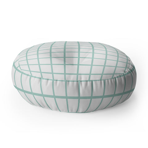 Little Arrow Design Co mint grid Floor Pillow Round