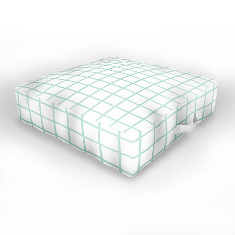 Little Arrow Design Co mint grid Outdoor Floor Cushion