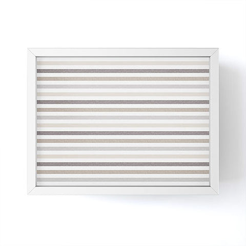 Little Arrow Design Co mod neutral linen stripes Framed Mini Art Print