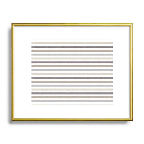 Little Arrow Design Co mod neutral linen stripes Metal Framed Art Print