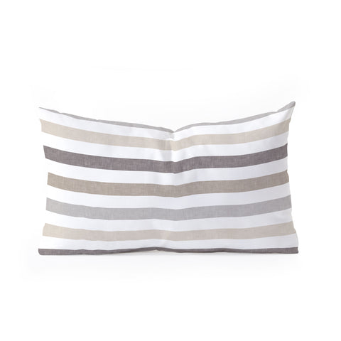 Little Arrow Design Co mod neutral linen stripes Oblong Throw Pillow