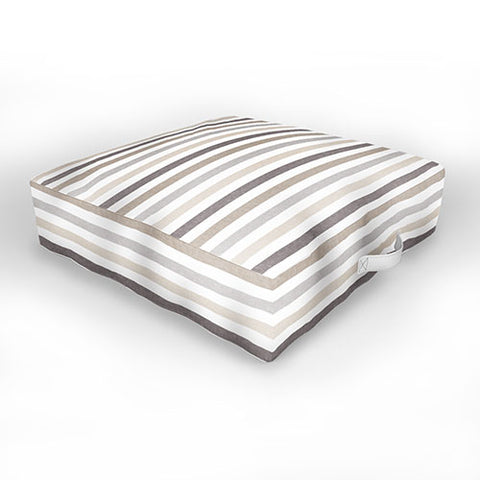 Little Arrow Design Co mod neutral linen stripes Outdoor Floor Cushion