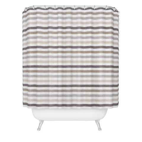 Little Arrow Design Co mod neutral linen stripes Shower Curtain