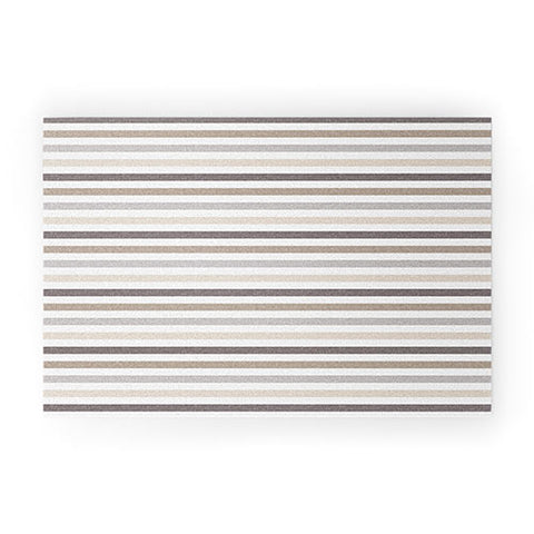 Little Arrow Design Co mod neutral linen stripes Welcome Mat