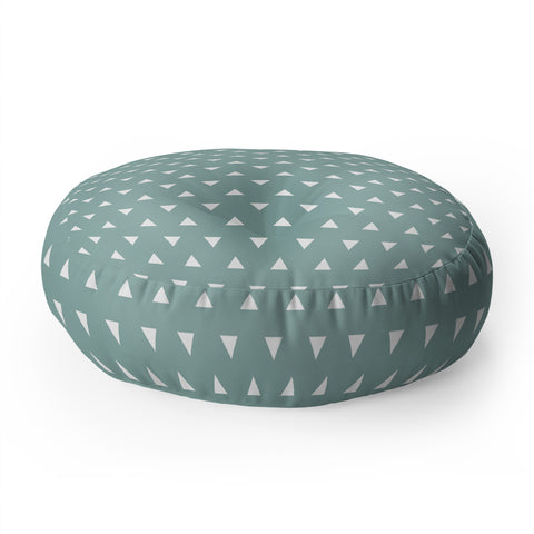 Little Arrow Design Co mod triangles on blue Floor Pillow Round