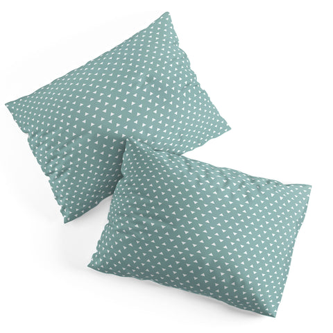 Little Arrow Design Co mod triangles on blue Pillow Shams