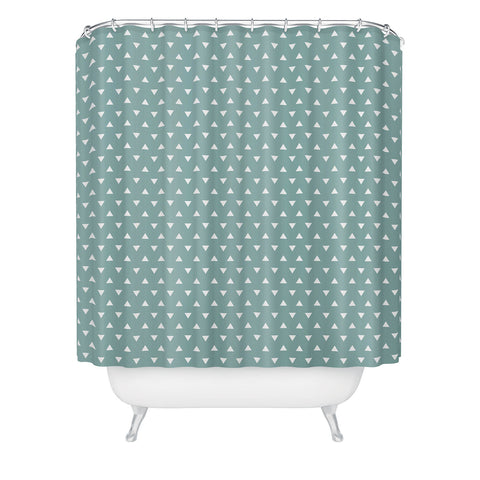 Little Arrow Design Co mod triangles on blue Shower Curtain