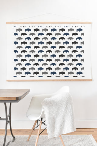 Little Arrow Design Co modern buffalo in navy and grey Art Print And Hanger