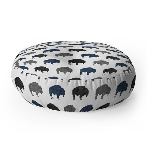Little Arrow Design Co modern buffalo in navy and grey Floor Pillow Round